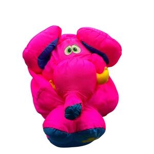 Vintage 1994 Fisher Price Big Things Pink Elephant Plush Neon 90s Toy 6841